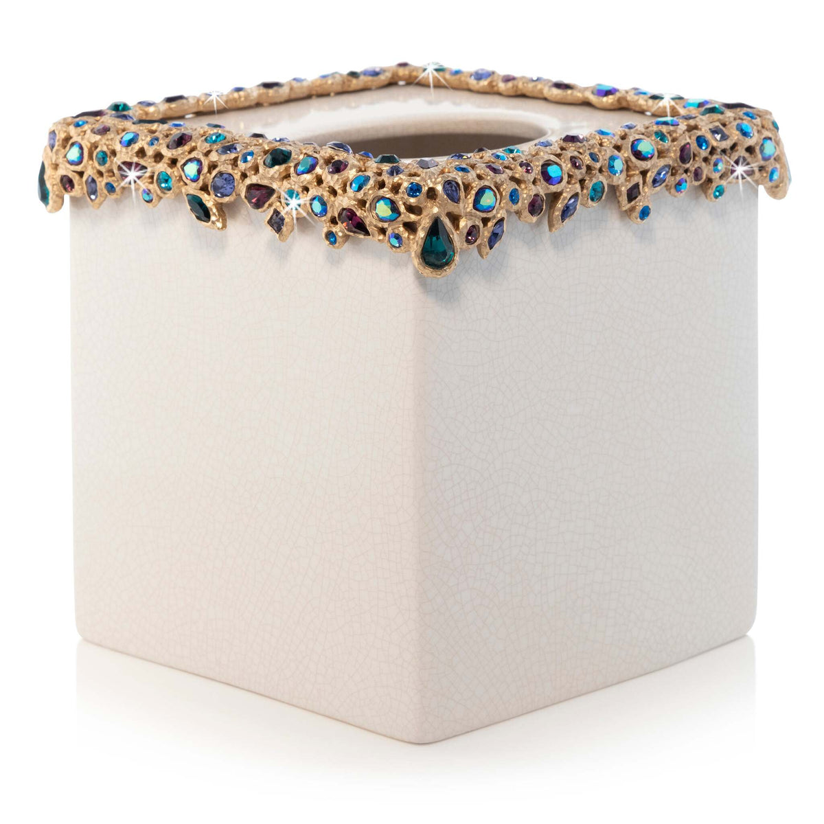 Jay Strongwater Emerson Bejeweled Tissue Box - Peacock Facial Tissue Holder, alternate view