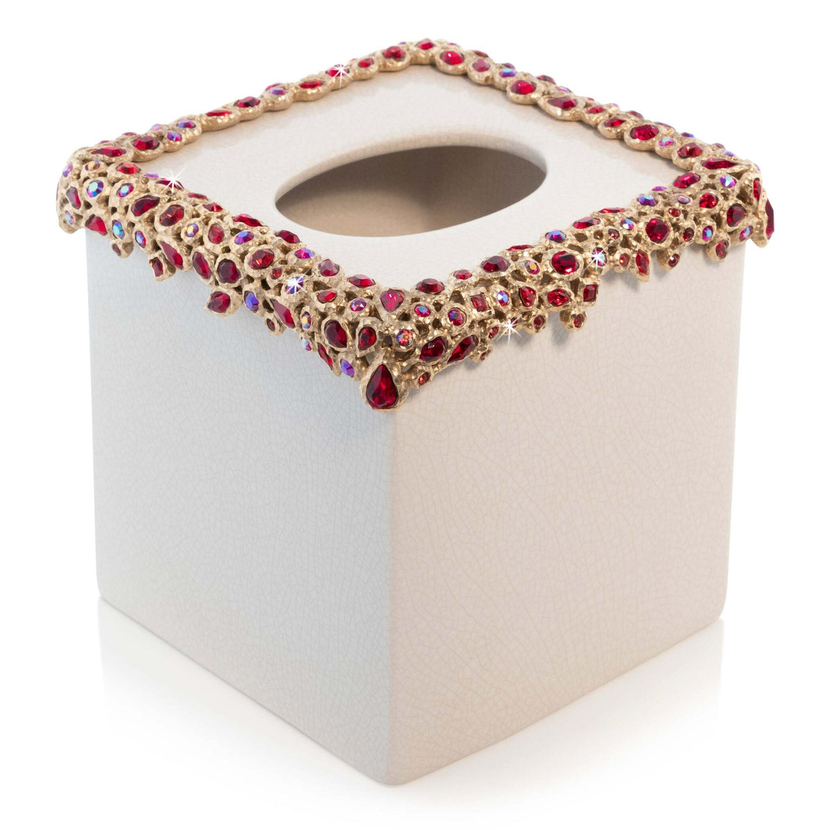 Jay Strongwater Emerson Bejeweled Tissue Box - Ruby Facial Tissue Holder, alternate view
