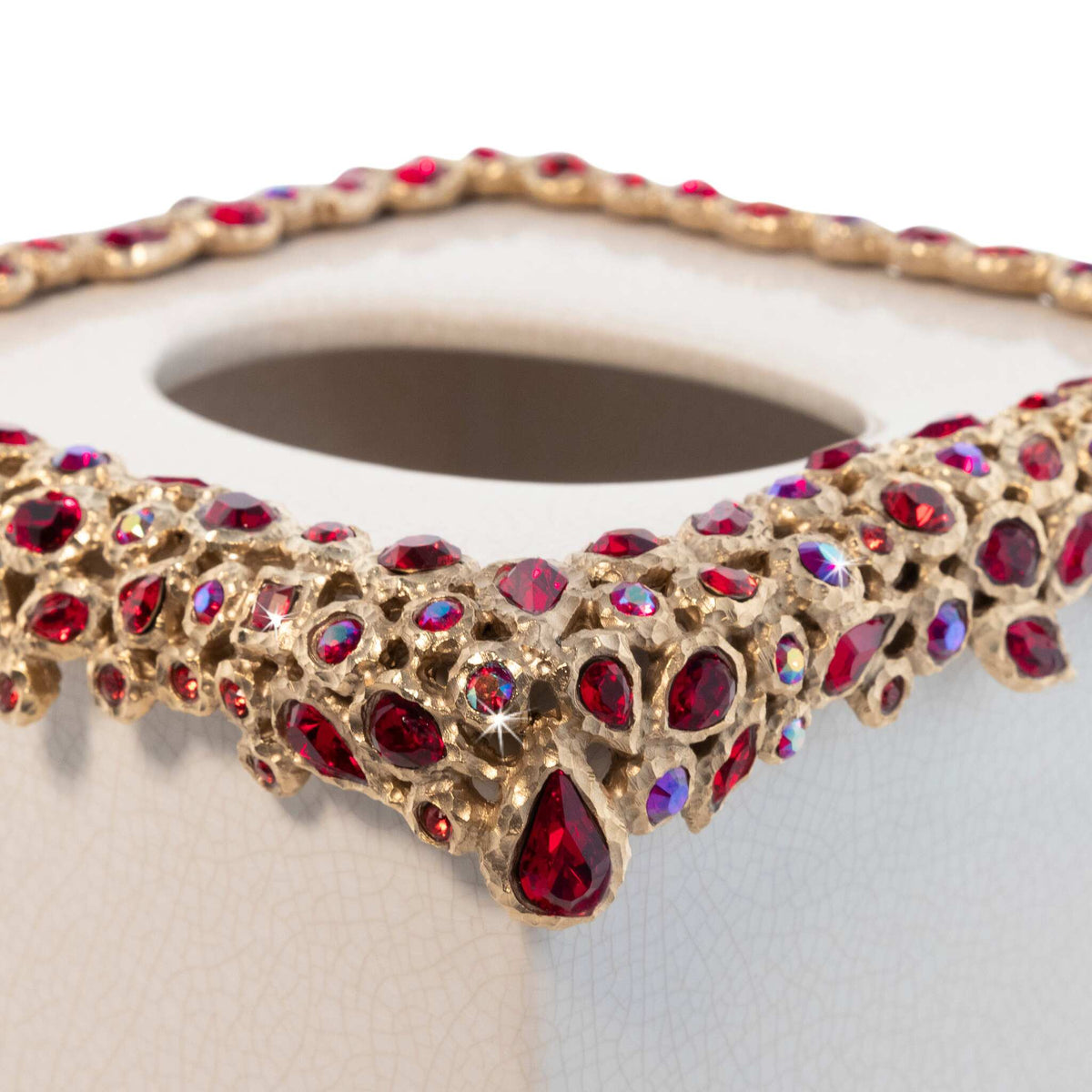 Jay Strongwater Emerson Bejeweled Tissue Box - Ruby Facial Tissue Holder, alternate view