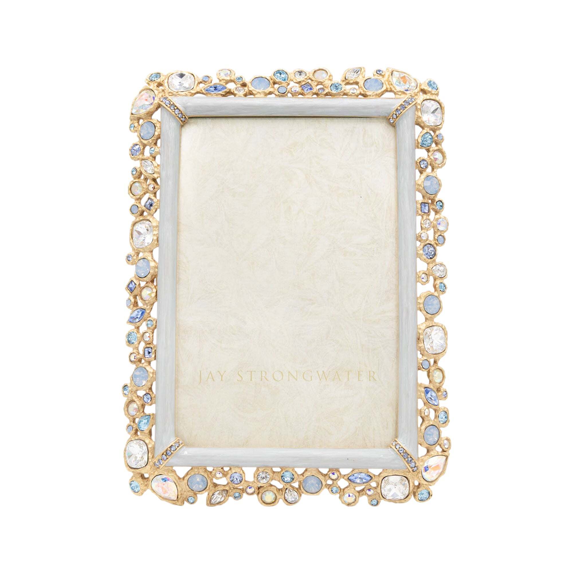 Jay Strongwater Emery Bejeweled 4" X 6" Frame - Baby Blue