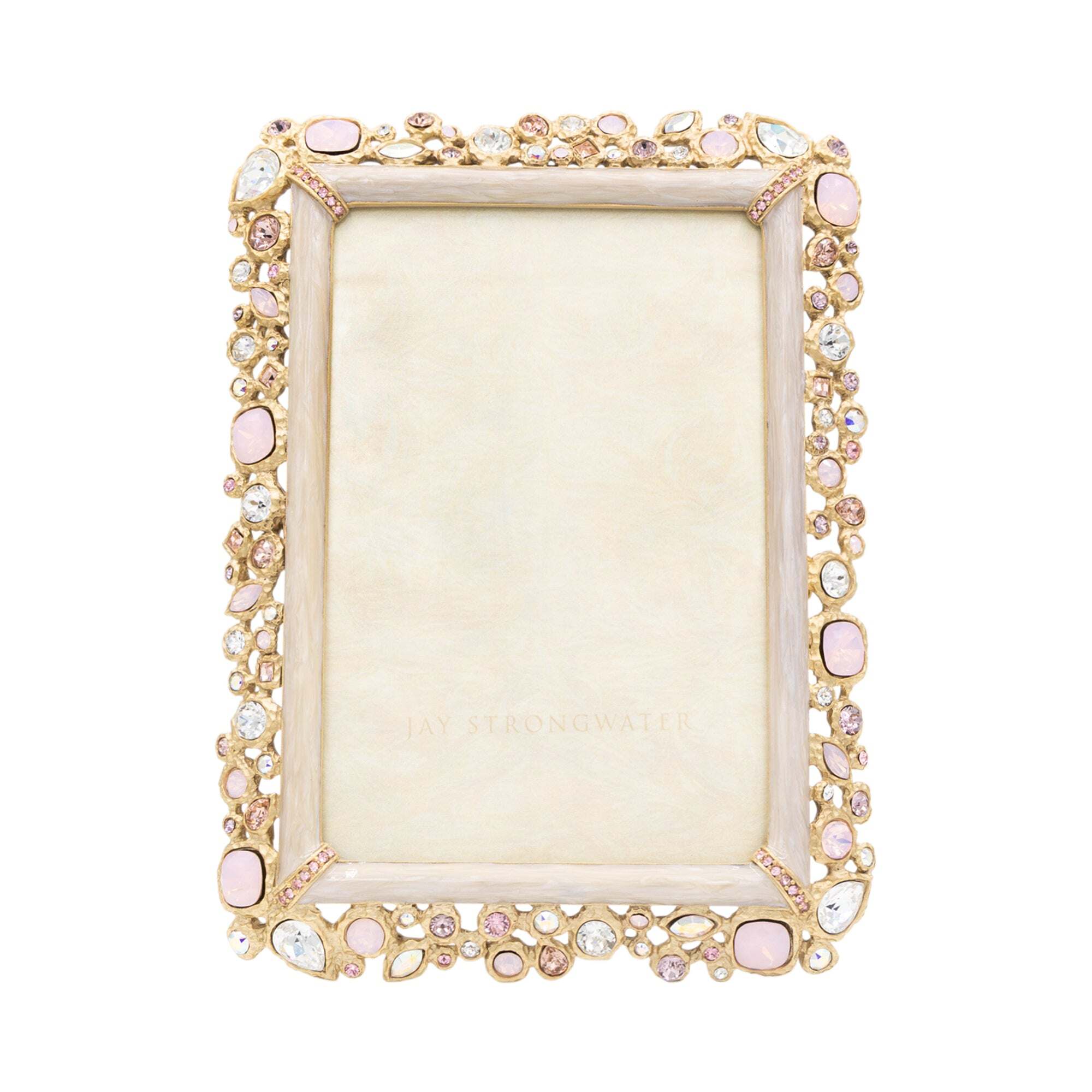 Jay Strongwater Emery Bejeweled 4" X 6" Frame - Baby Pink
