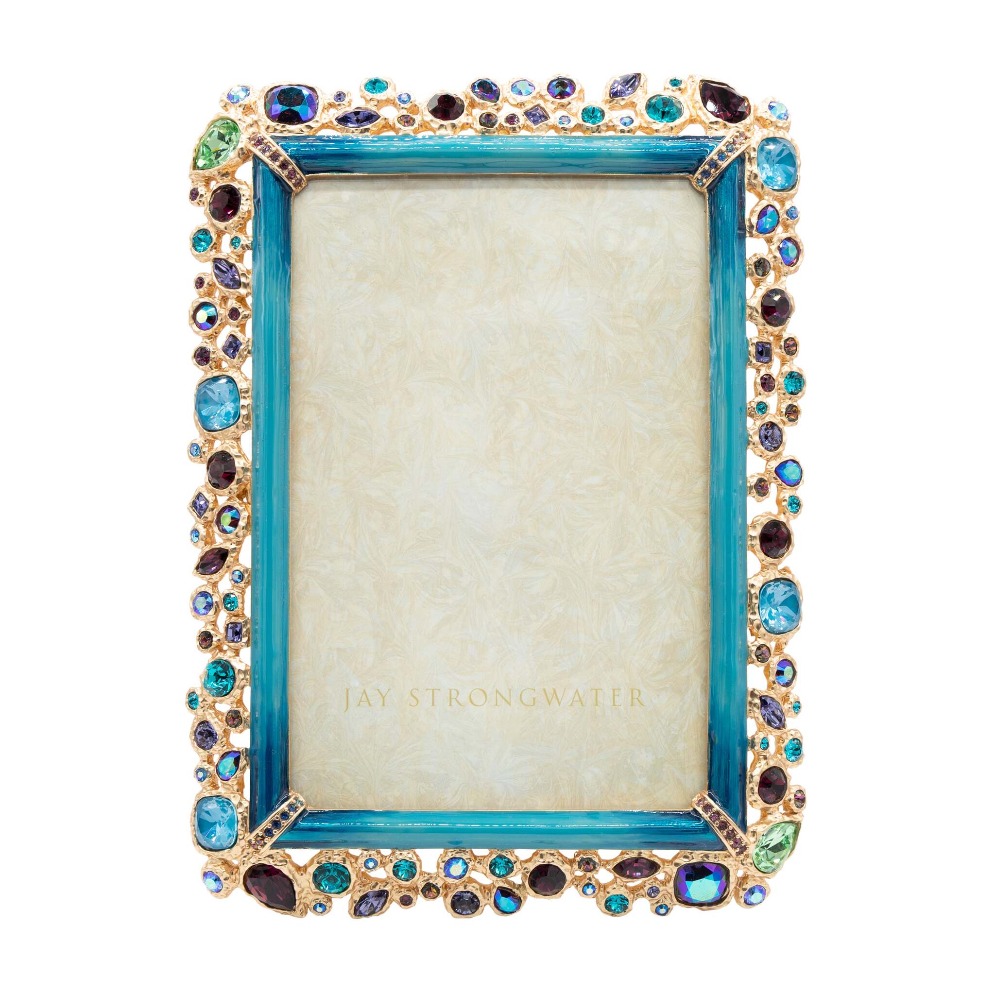 Jay Strongwater Emery Bejeweled 4" X 6" Frame - Peacock