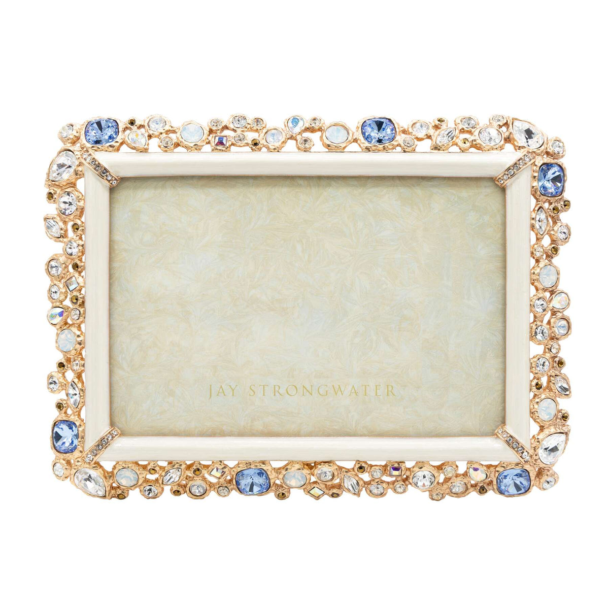 Jay Strongwater Emery Bejeweled 4" X 6" Frame - White Opal, alternate view
