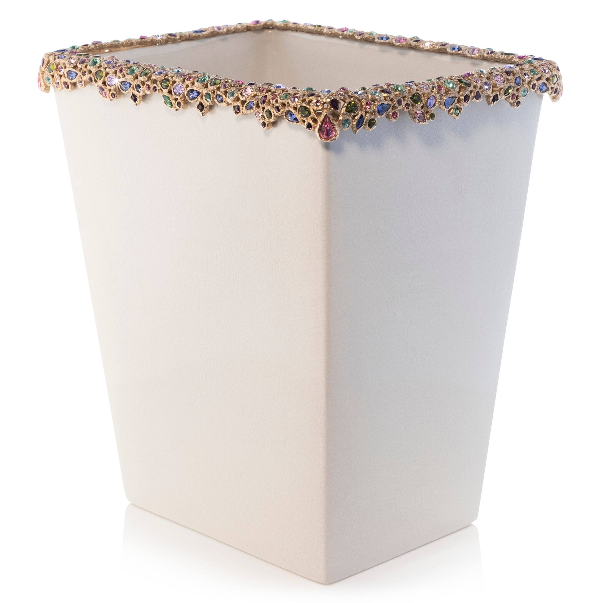 Jay Strongwater Esther Bejeweled Trash Bin - Bouquet Bathroom Accessorie