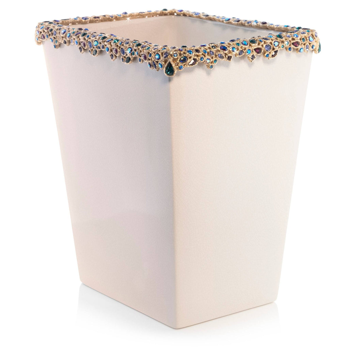 Jay Strongwater Esther Bejeweled Trash Bin - Peacock Bathroom Accessorie, alternate view