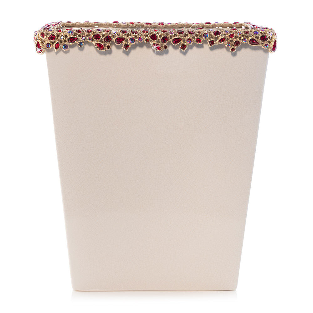 Jay Strongwater Esther Bejeweled Trash Bin - Ruby Bathroom Accessorie