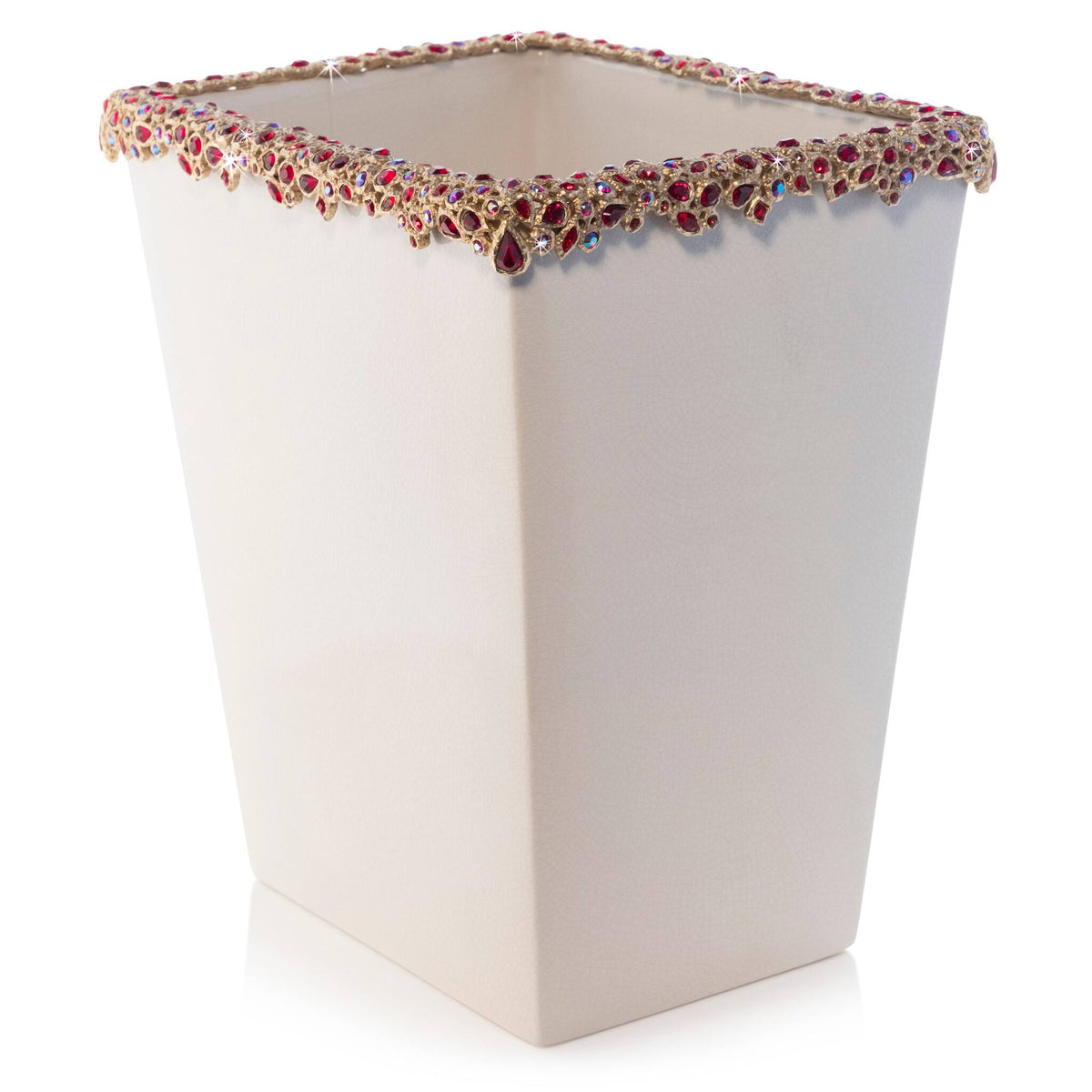 Jay Strongwater Esther Bejeweled Trash Bin - Ruby Bathroom Accessorie, alternate view