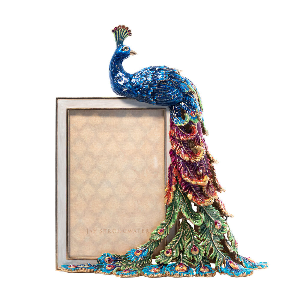 Jay Strongwater Eve Rainbow Peacock 4" X 6" Frame