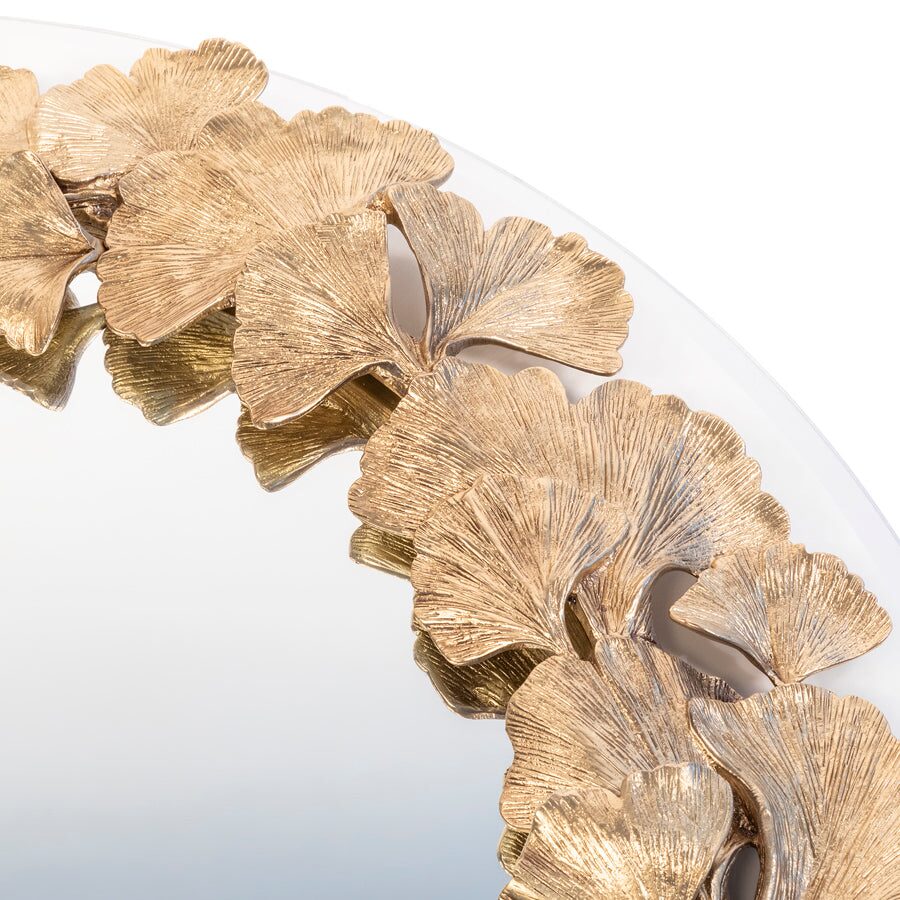 Jay Strongwater Everly Ginkgo Mirror - 18" Round, detail view