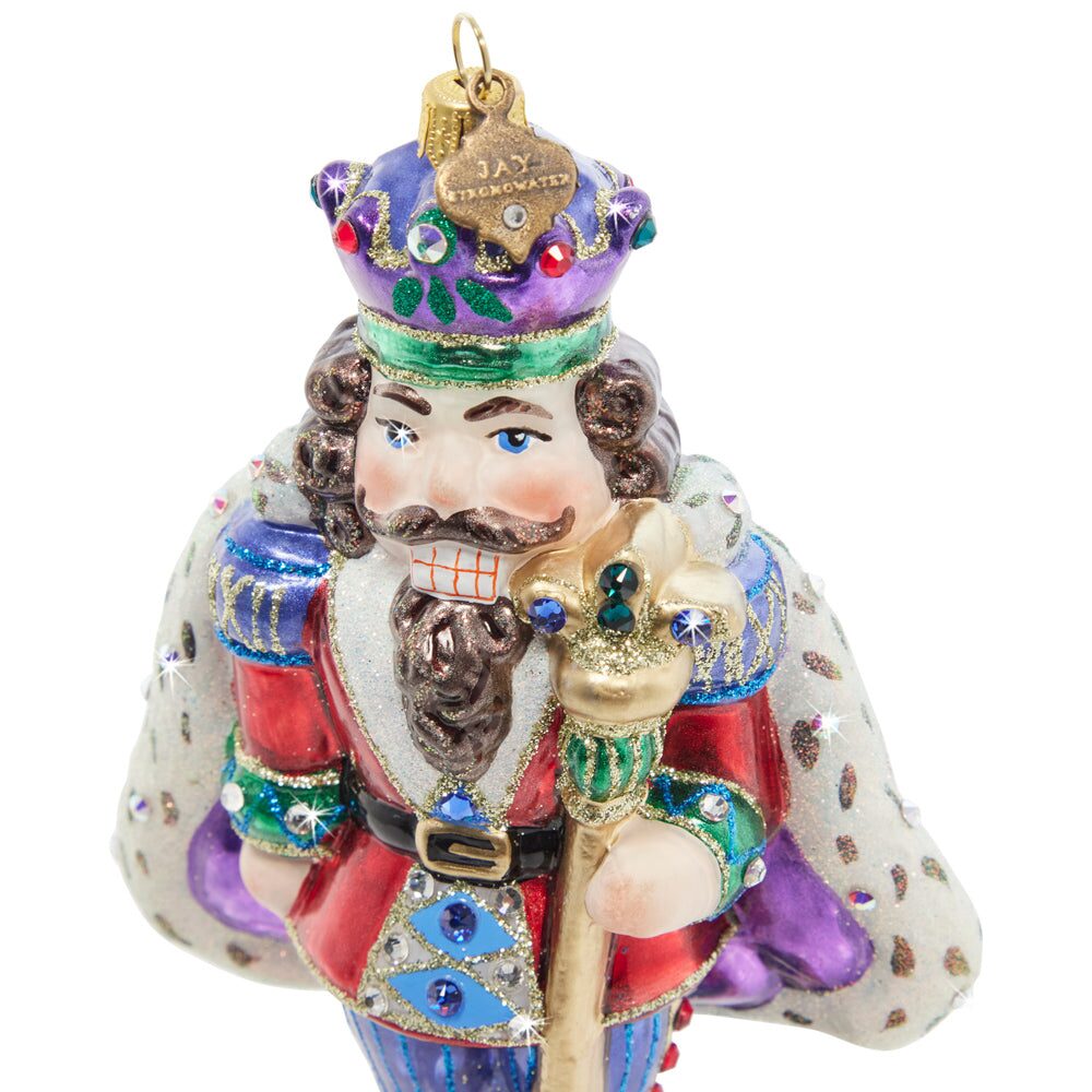 Jay Strongwater Fancy Nutcracker Glass Ornament, detail view