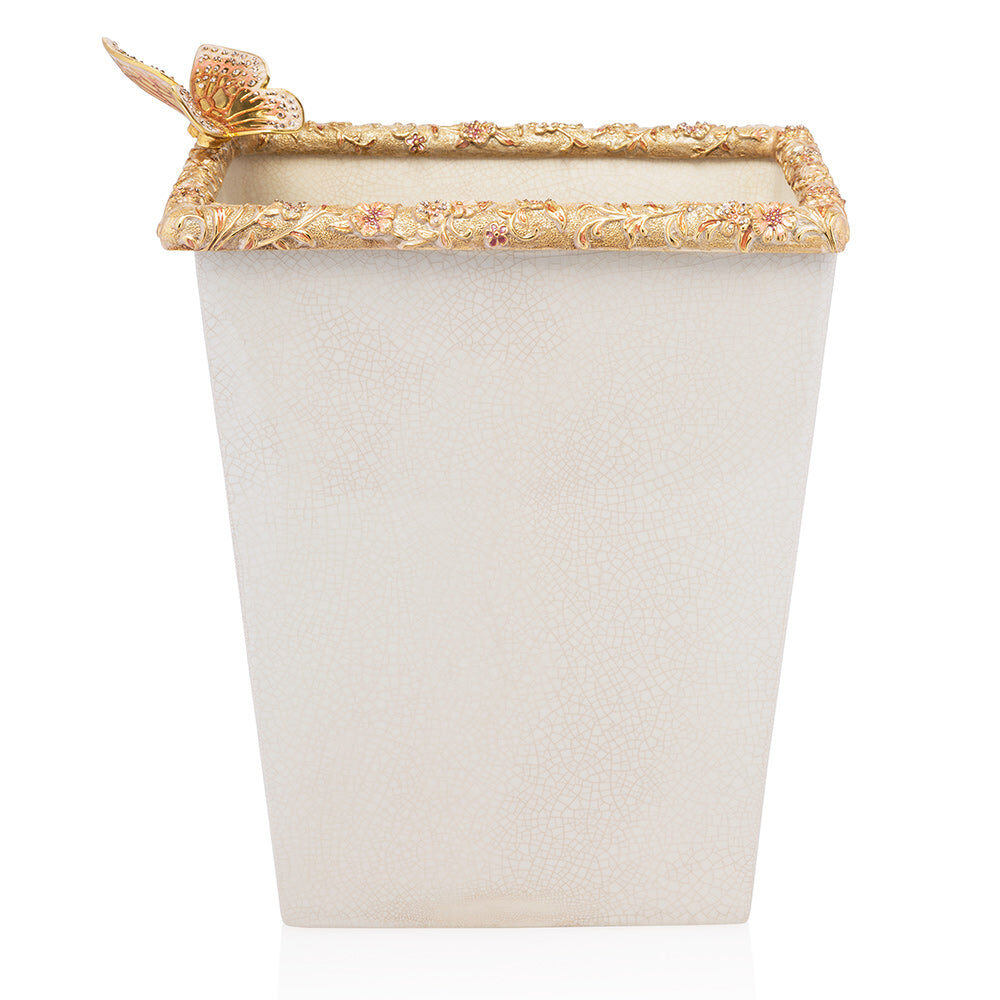 Jay Strongwater Farah Butterfly & Floral Wastebasket Bathroom Accessorie