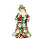 Jay Strongwater Floral Santa Ornament
