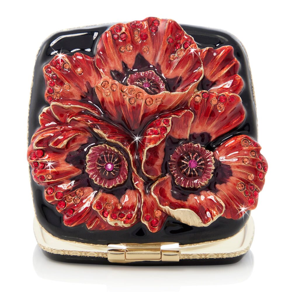 Jay Strongwater Freya Poppy Compact Handheld Mirror, alternate view