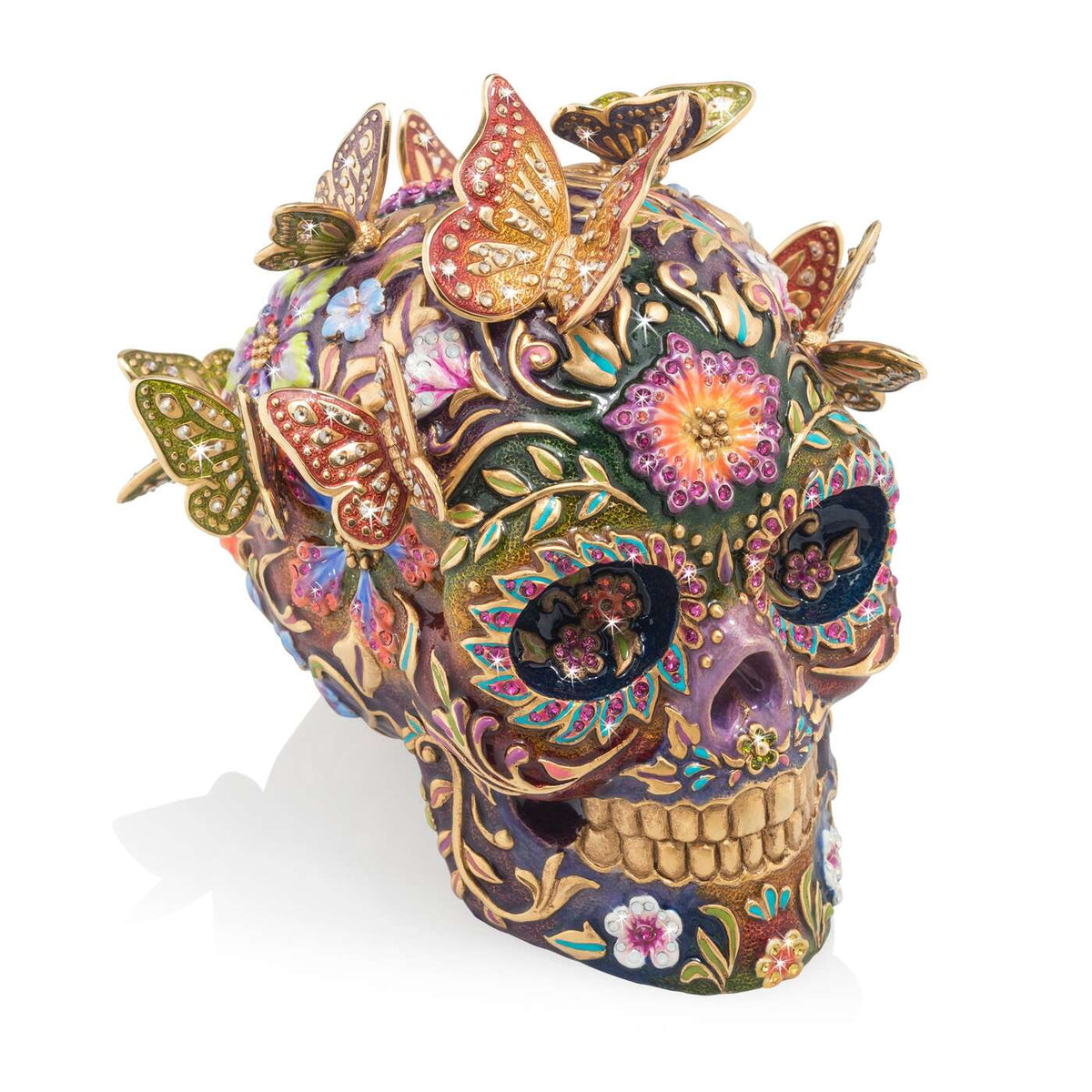 Jay Strongwater Frida Skull with Butterflies Figurine, alternate view