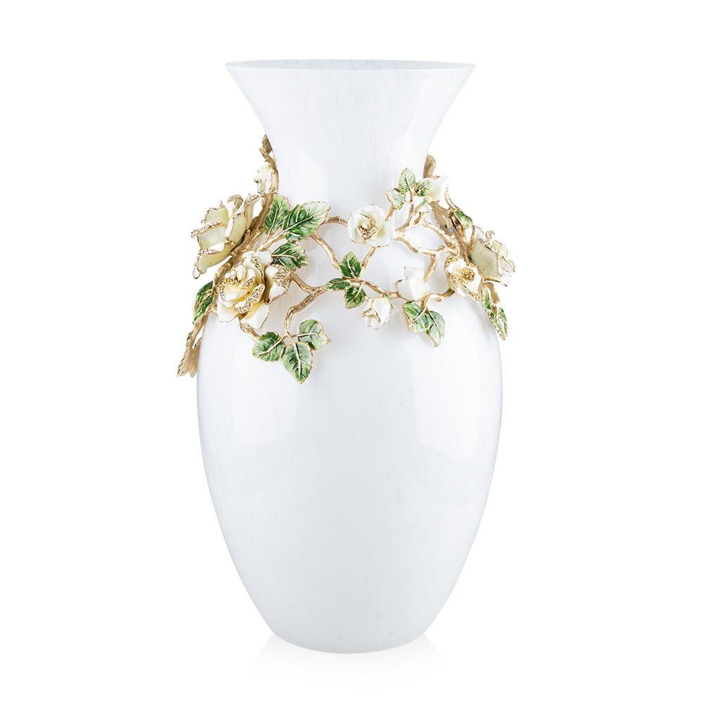 Jay Strongwater Gabrielle Grand Rose Vase Yellow, alternate view
