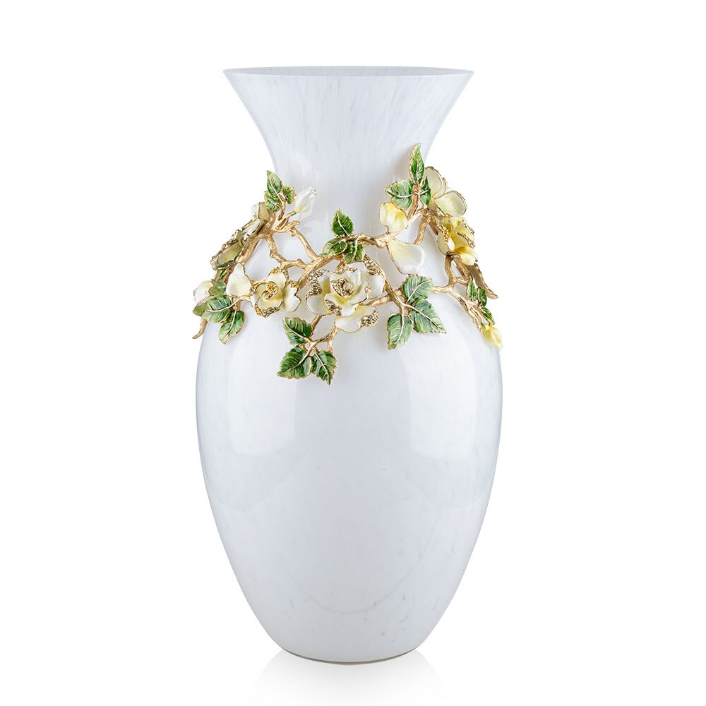 Jay Strongwater Gabrielle Grand Rose Vase Yellow, alternate view