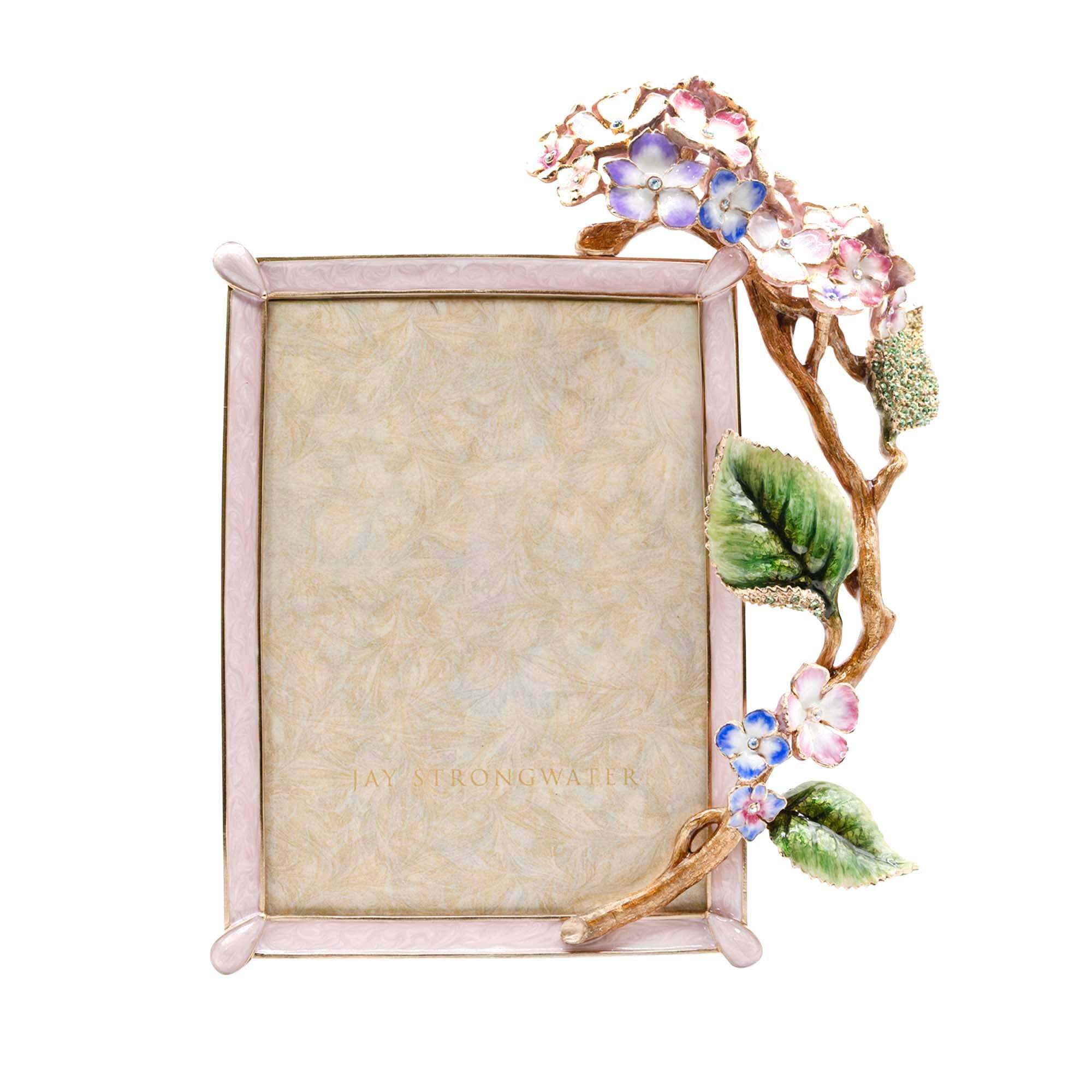 Jay Strongwater Gail Hydrangea 5"x 7" Frame - Pink