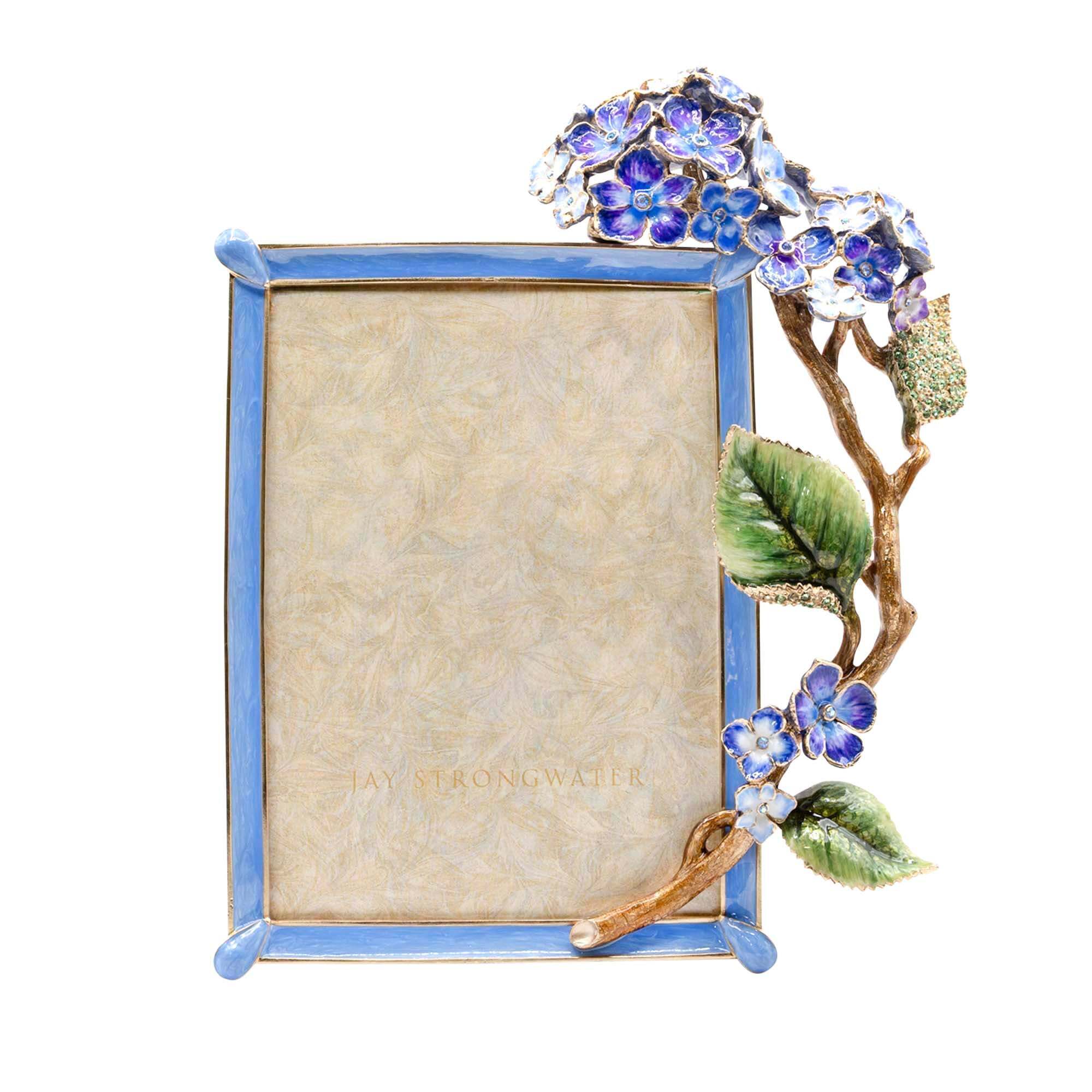 Jay Strongwater Gail Hydrangea 5”x7" Frame - Blue