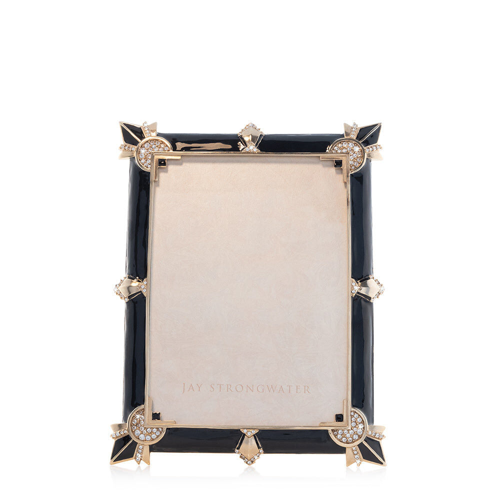 Jay Strongwater Geraldine Art Deco 5" X 7" Frame - Black Onyx