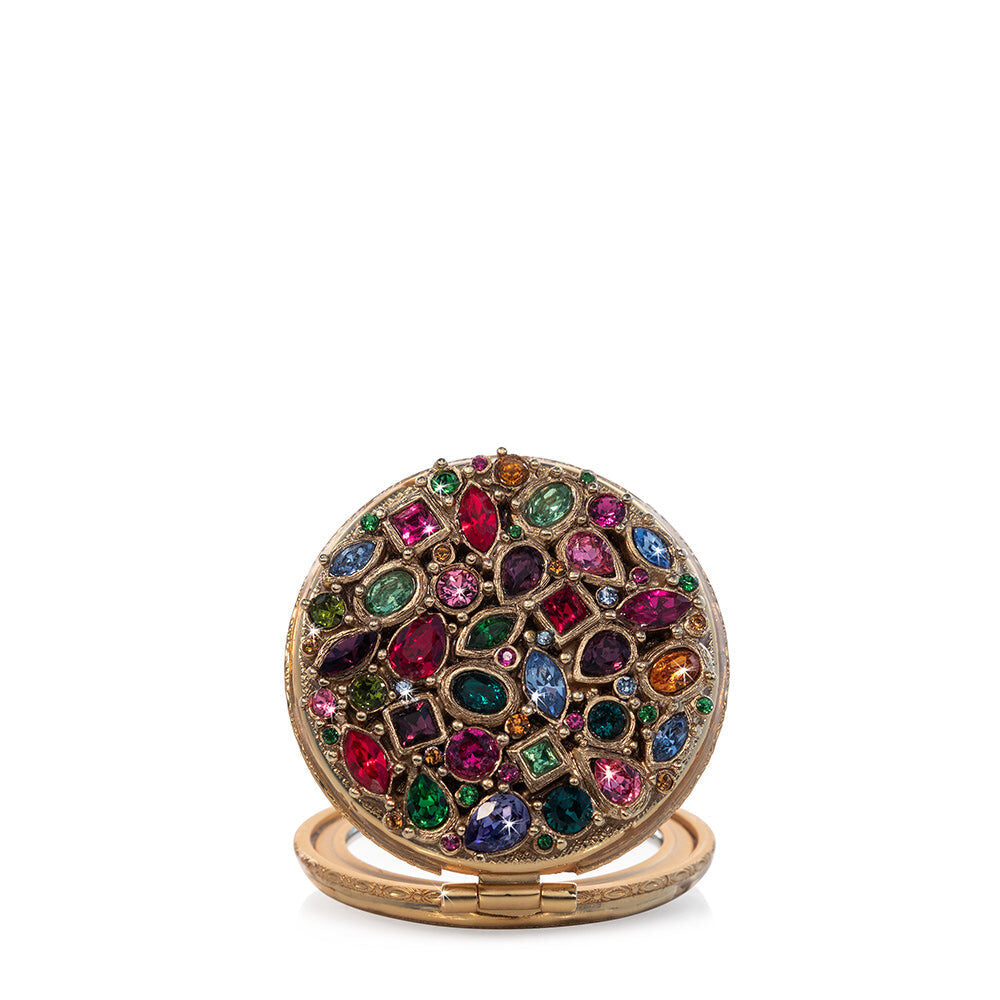 Jay Strongwater Helena Round Jeweled Compact Handheld Mirror