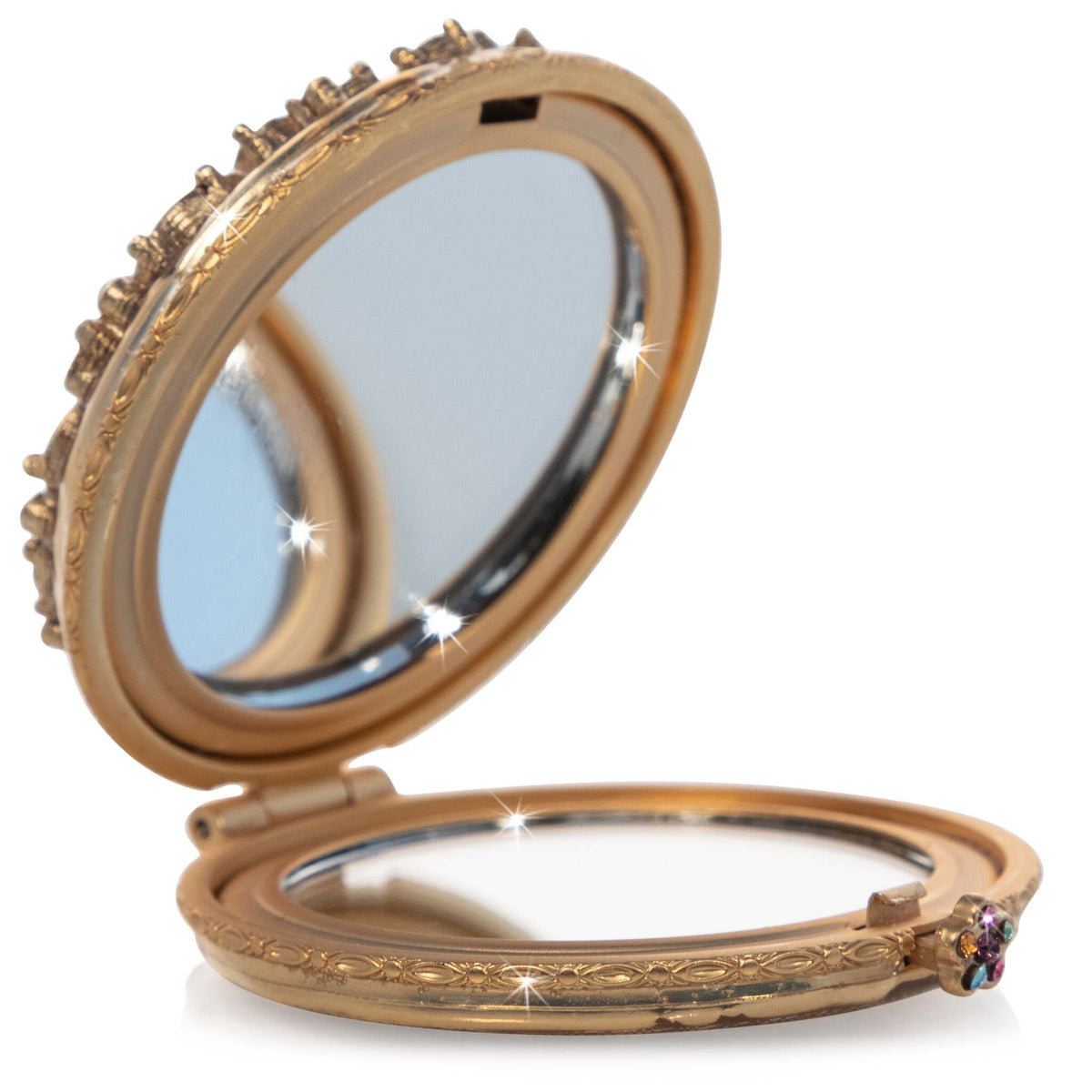 Jay Strongwater Helena Round Jeweled Compact Handheld Mirror, alternate view