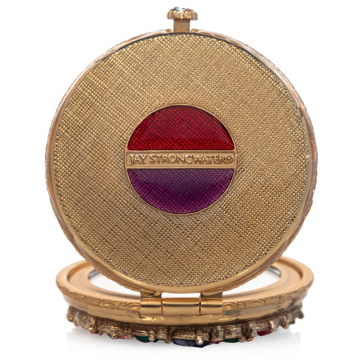 Jay Strongwater Helena Round Jeweled Compact Handheld Mirror, alternate view