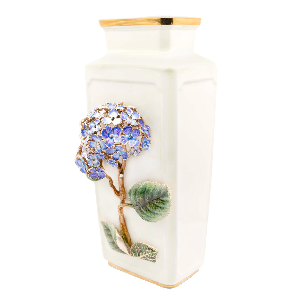 Jay Strongwater Isolde Hydrangea Square Ceramic Vase, alternate view