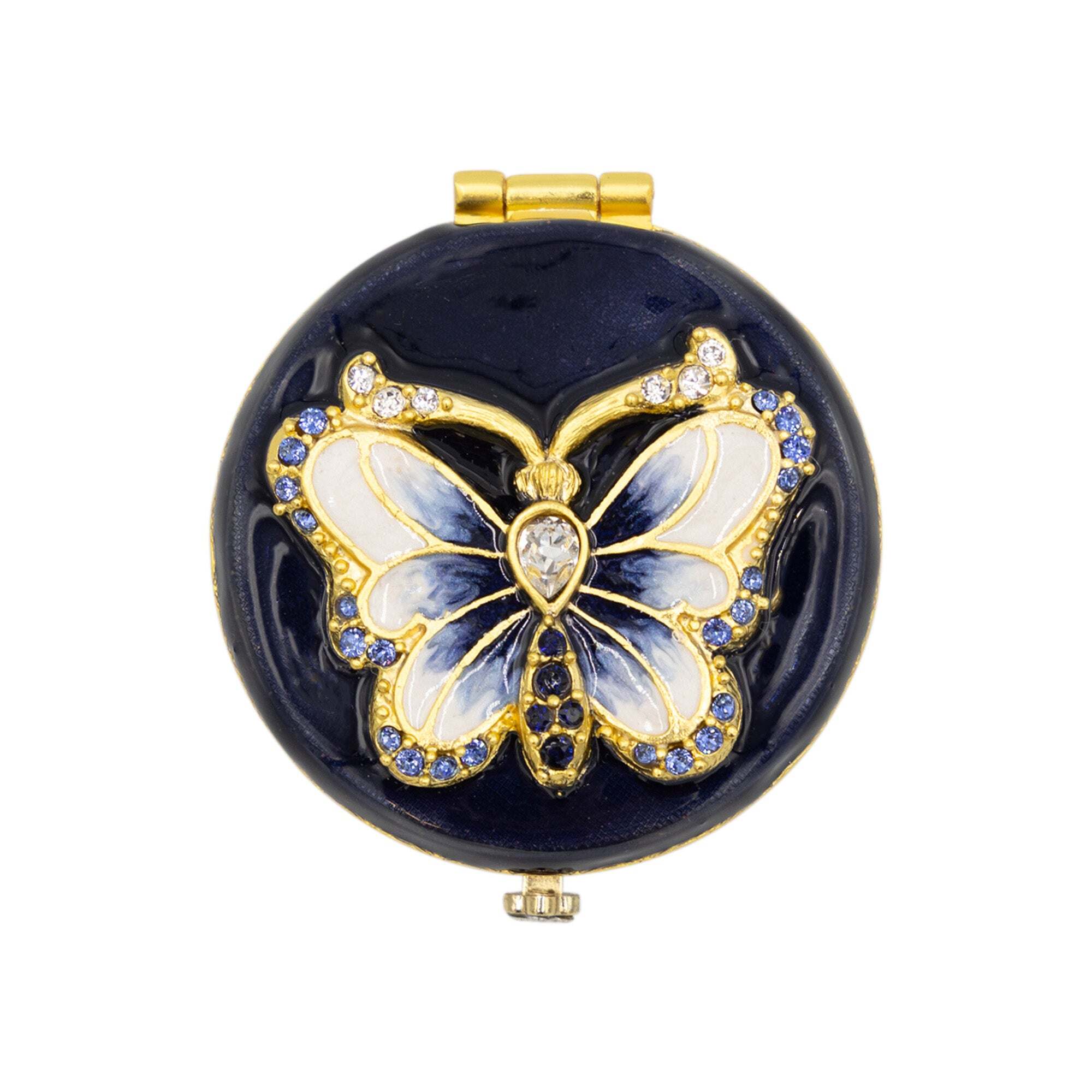 Jay Strongwater Jayla 2" Butterfly Compact Delft Garden Handheld Mirror