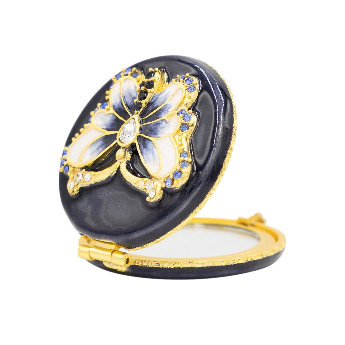 Jay Strongwater Jayla 2" Butterfly Compact Delft Garden Handheld Mirror, alternate view