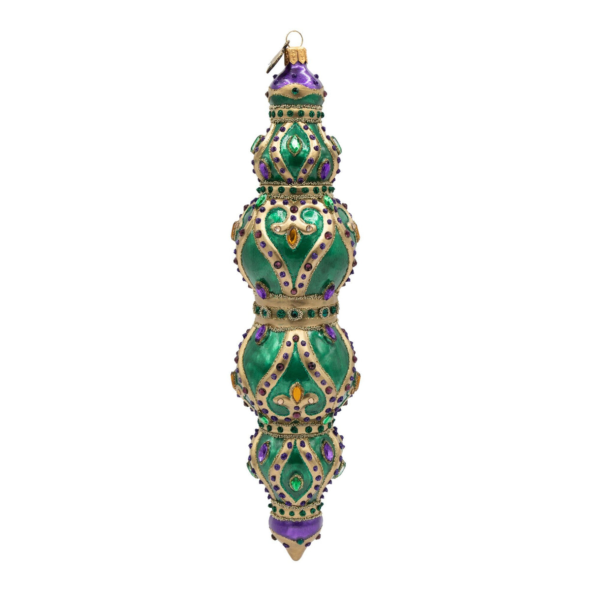 Jay Strongwater Jewel Icicle Ornament Green and Purple Ornament, alternate view