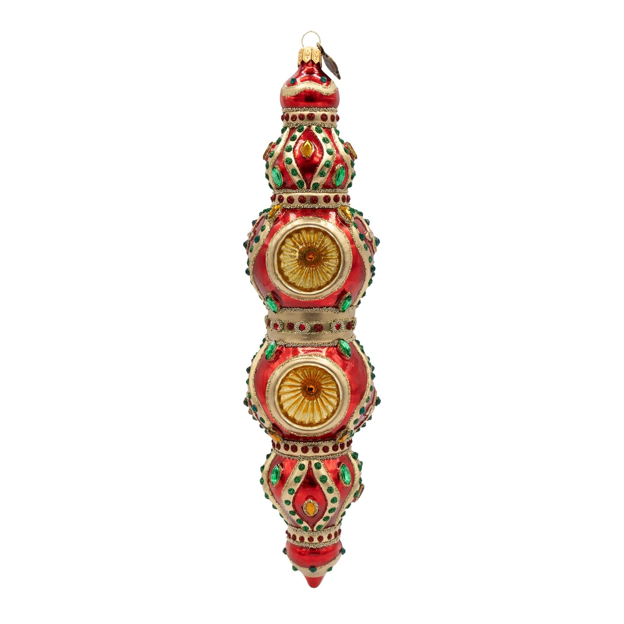 Jay Strongwater Jewel Icicle Ornament Red and Gold Ornament