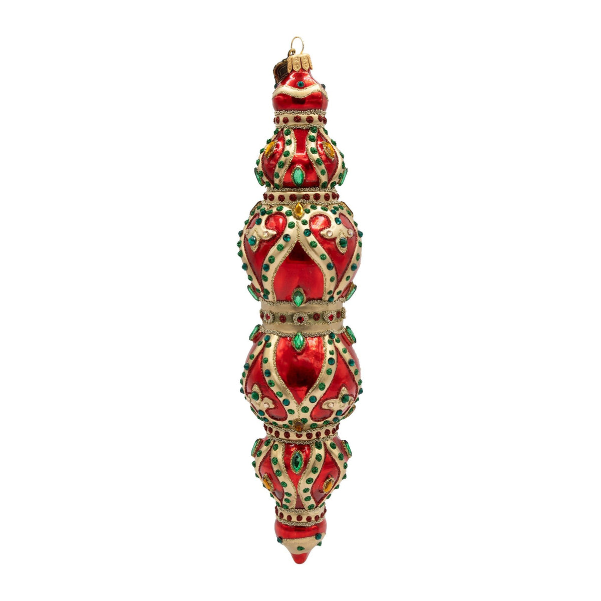 Jay Strongwater Jewel Icicle Ornament Red and Gold Ornament, alternate view