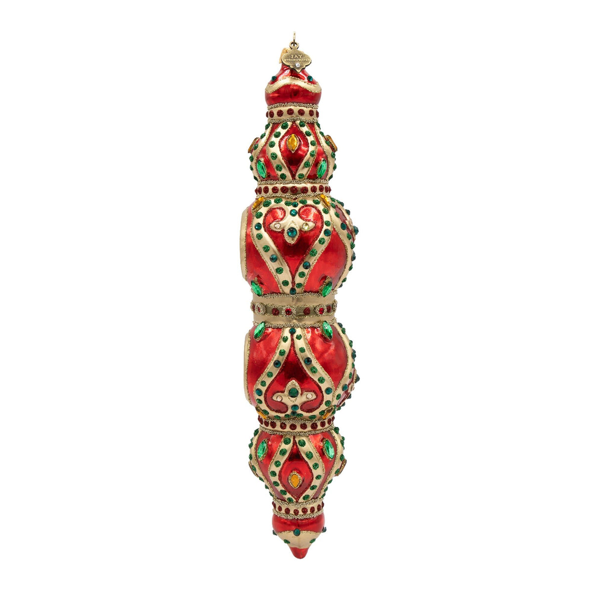 Jay Strongwater Jewel Icicle Ornament Red and Gold Ornament, alternate view
