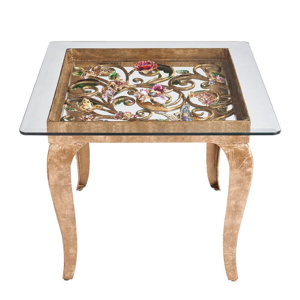 Jay Strongwater Josephine Floral Side Table