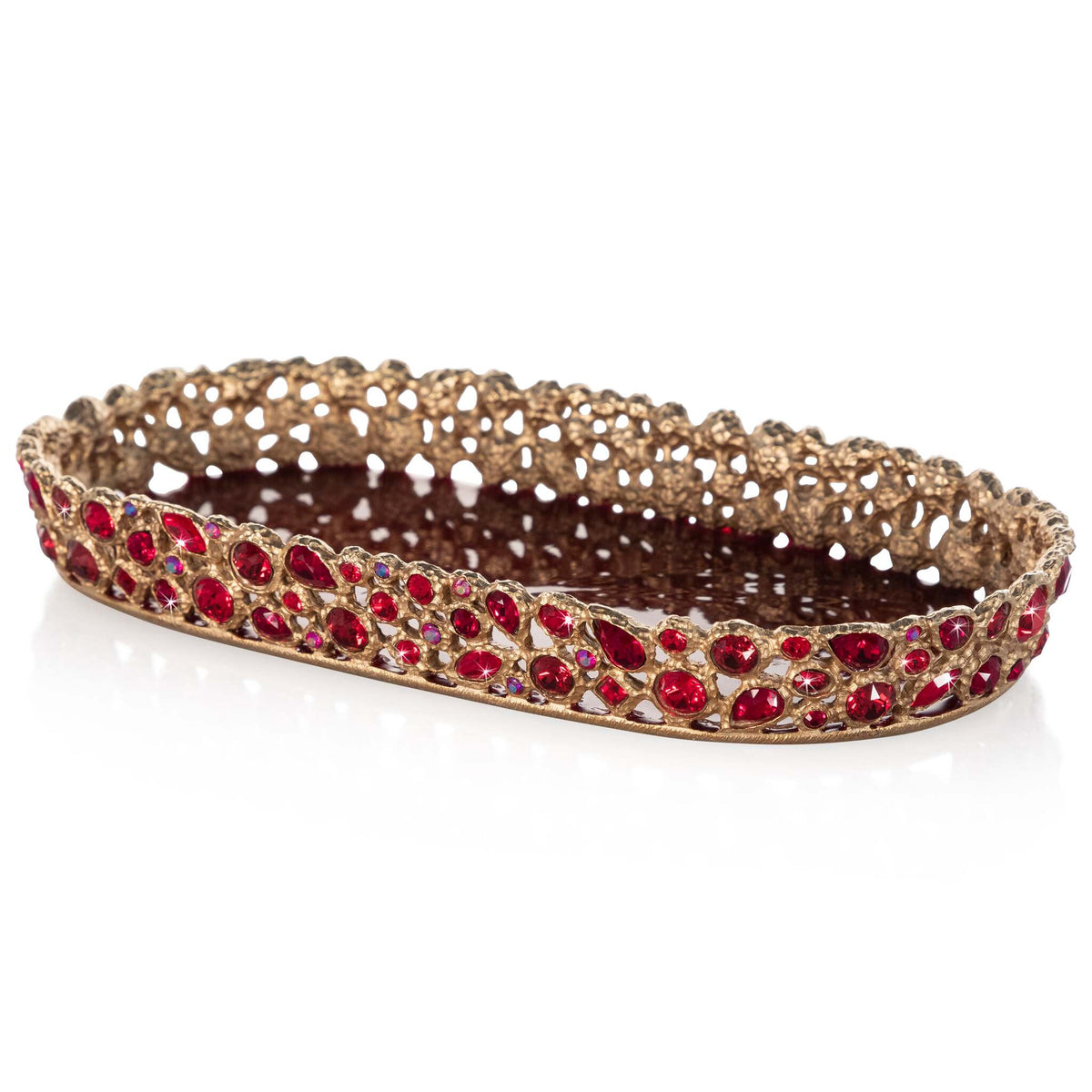 Jay Strongwater Julius Bejeweled Tray - Ruby, alternate view