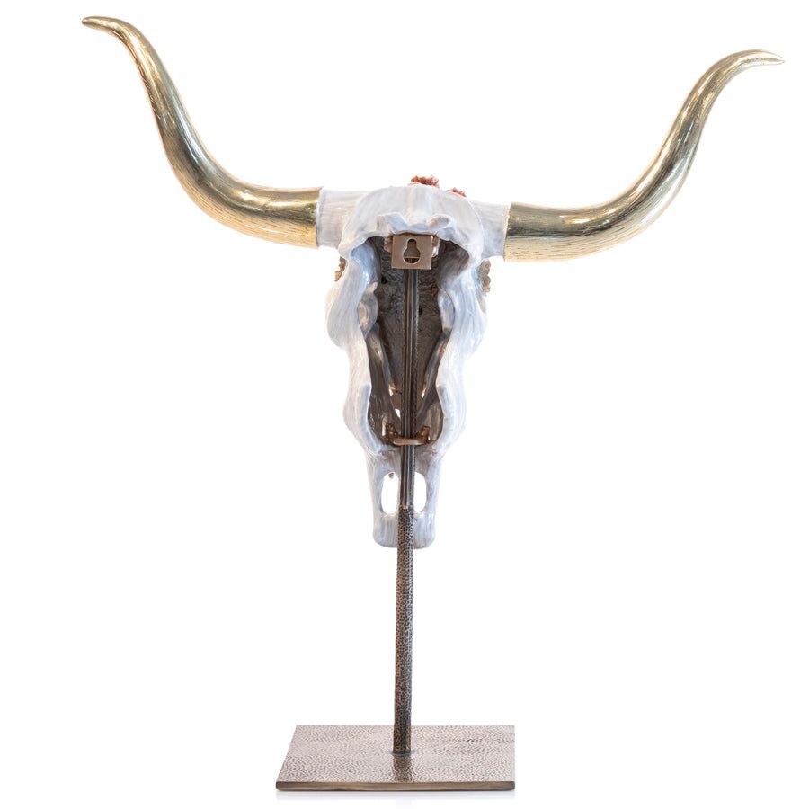 Jay Strongwater Kayden Cow Skull with Flowers Objet Figurine, alternate view