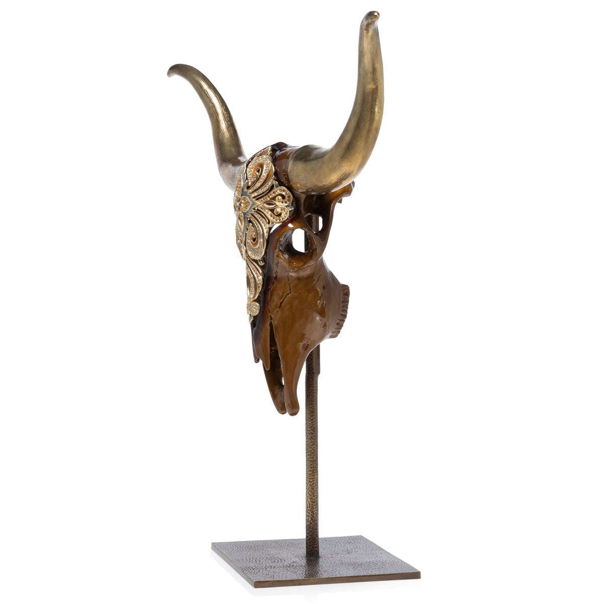 Jay Strongwater Keeffe Cow Skull Objet with Stand Figurine, alternate view