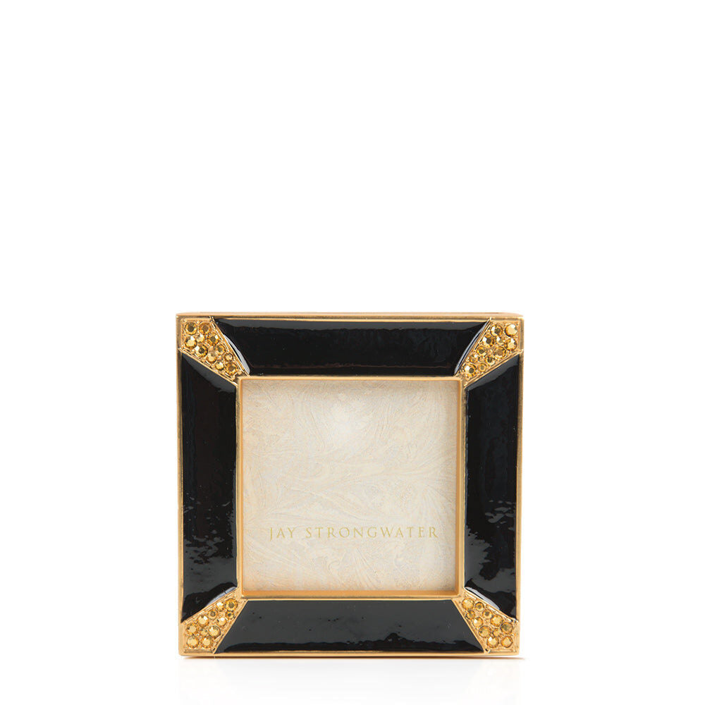 Jay Strongwater Leland Pavé Corner 2" Frame - Black