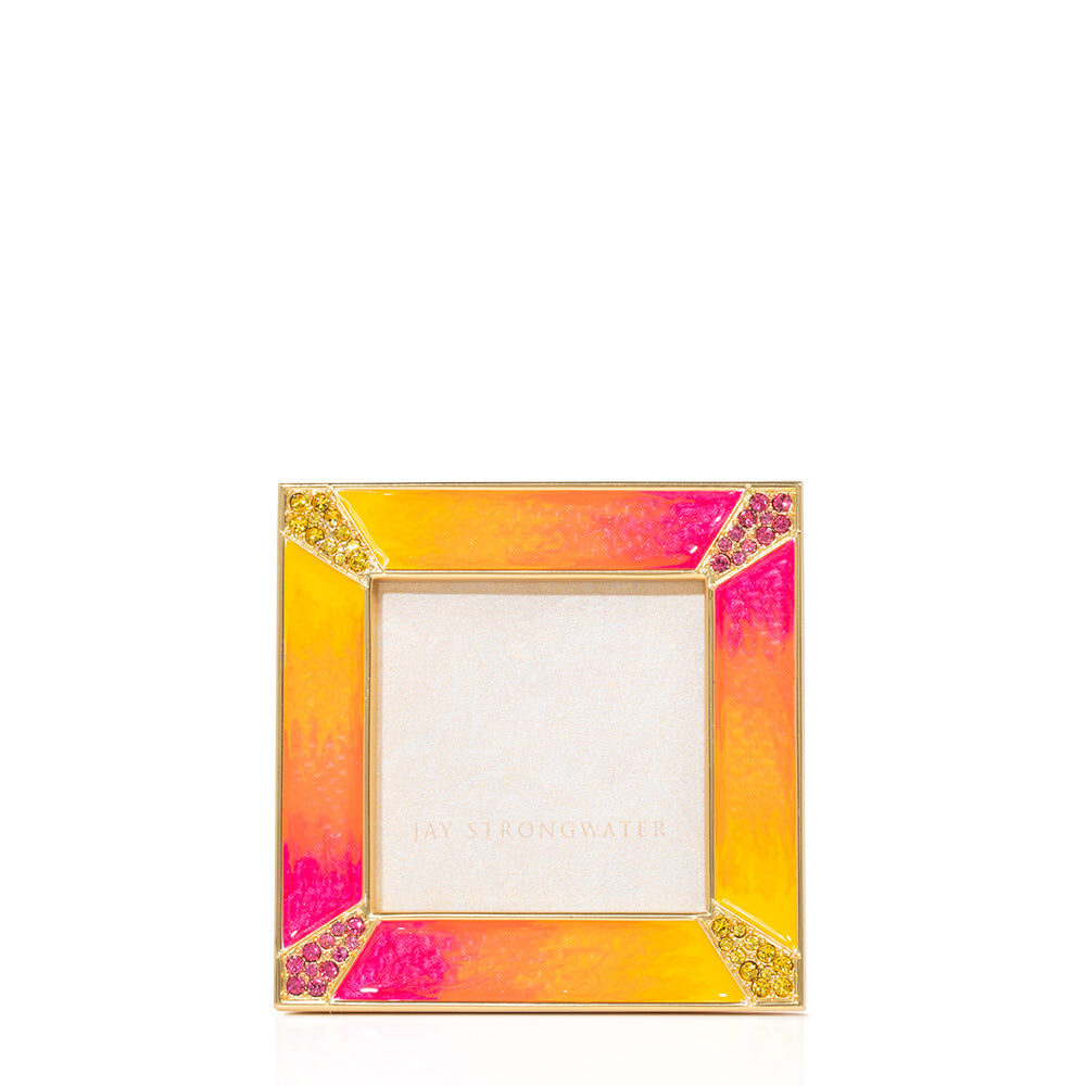 Jay Strongwater Leland Pavé Corner 2" Frame - Electric Pink