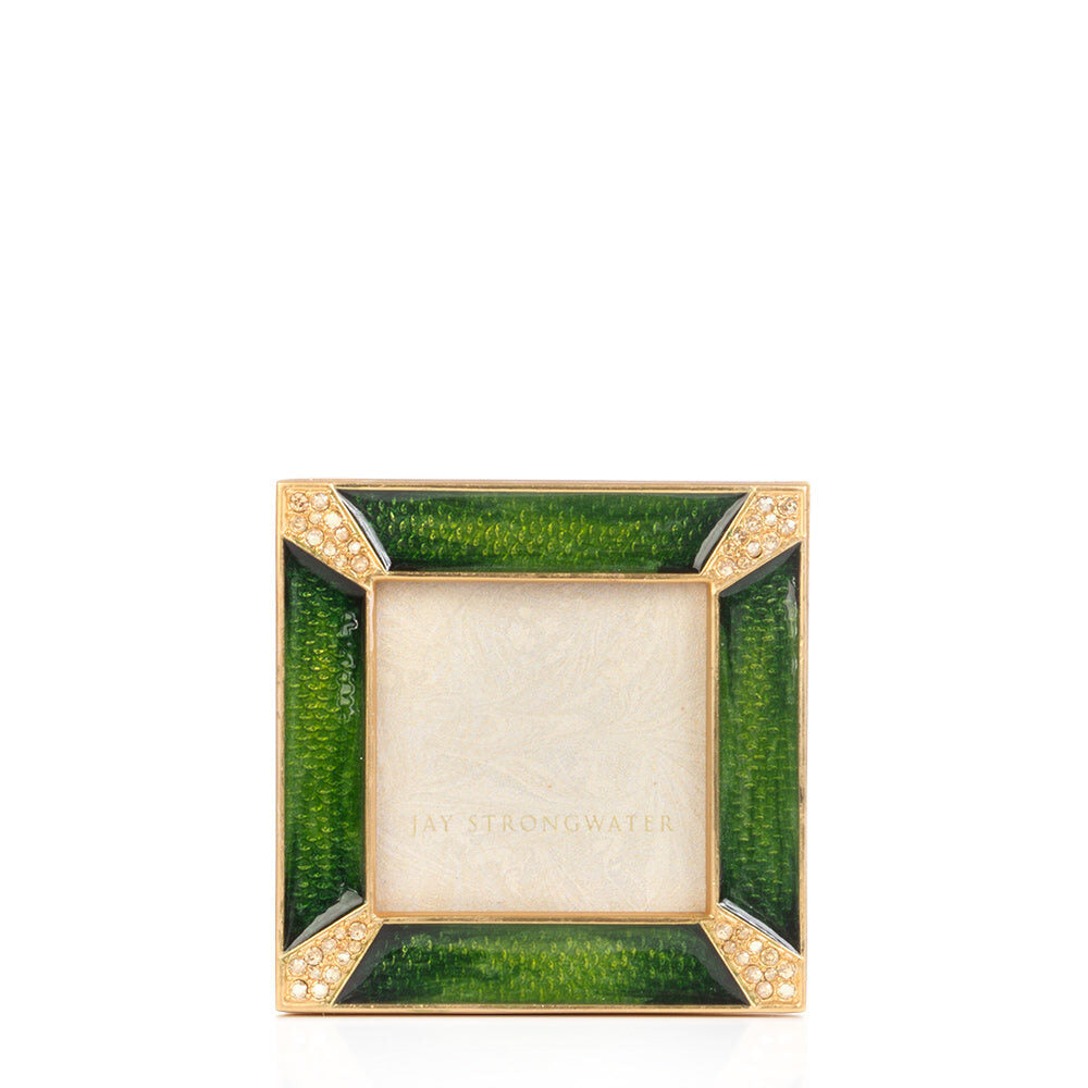 Jay Strongwater Leland Pavé Corner 2" Frame - Emerald