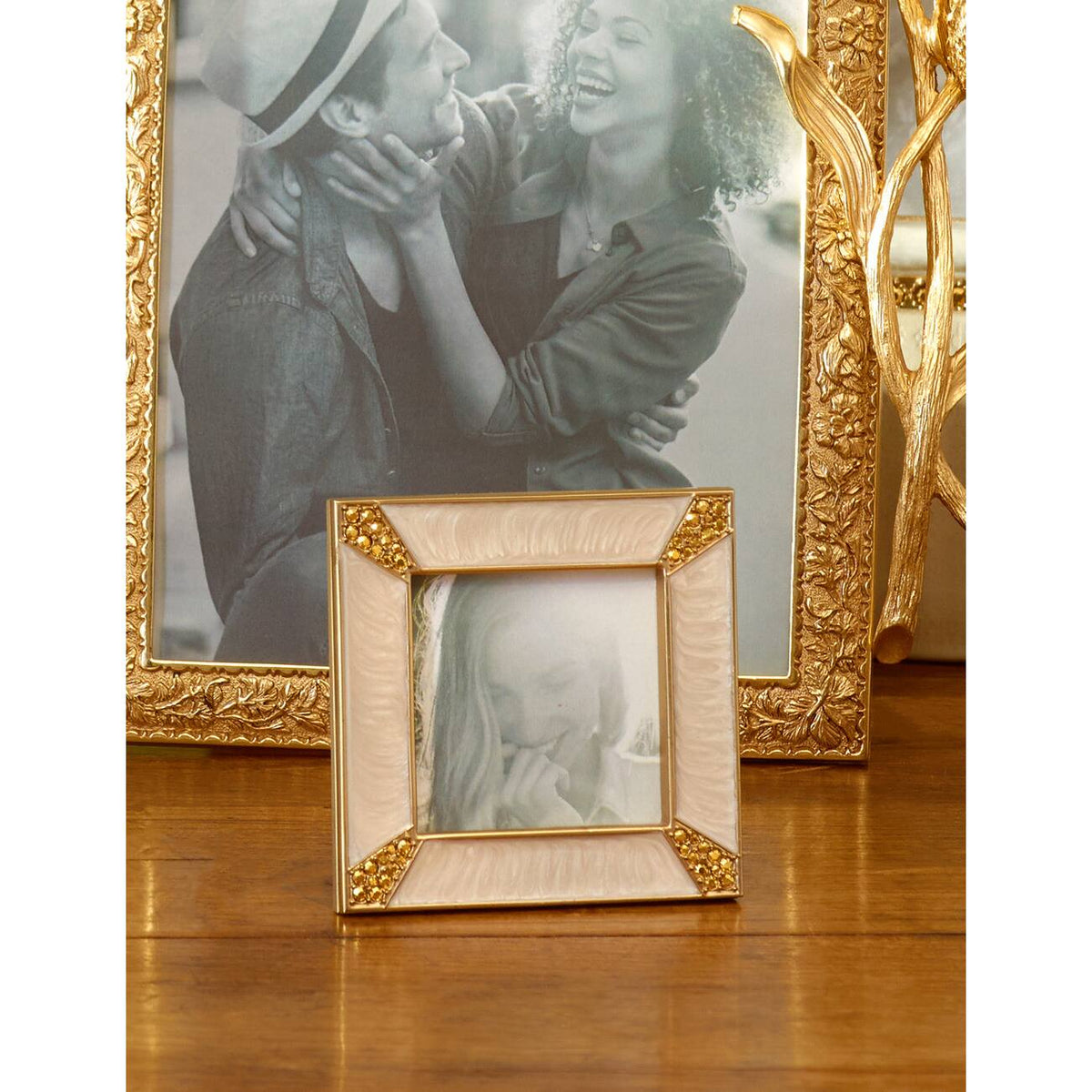 Jay Strongwater Leland Pavé Corner 2" Frame - Gold, alternate view
