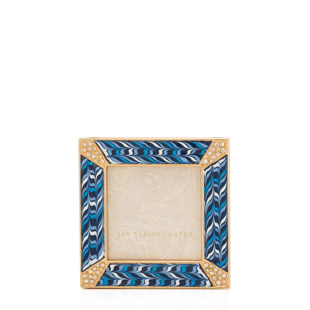 Jay Strongwater Leland Pavé Corner 2" Frame - Sapphire