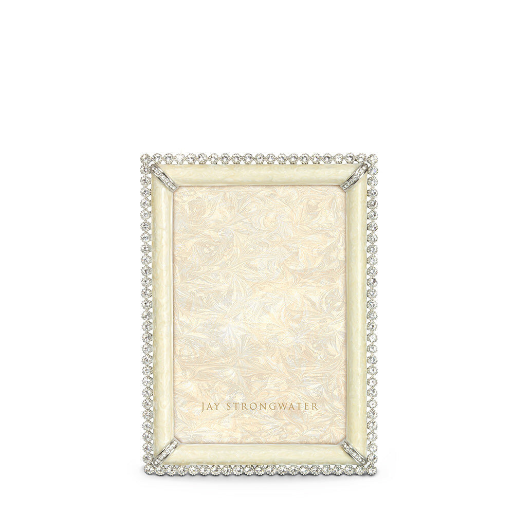 Jay Strongwater Lorraine Stone Edge 4" X 6" Frame - Crystal Pearl