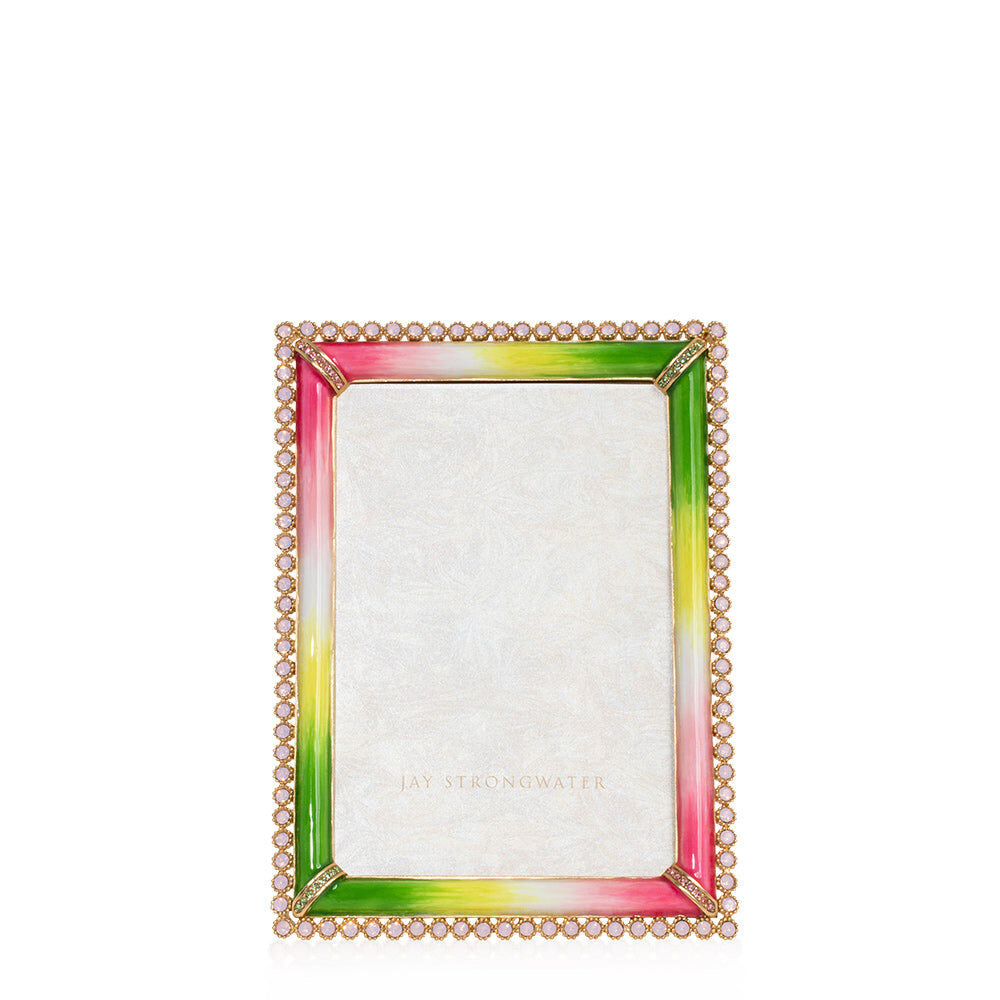 Jay Strongwater Lorraine Stone Edge 4" X 6" Frame - Flora