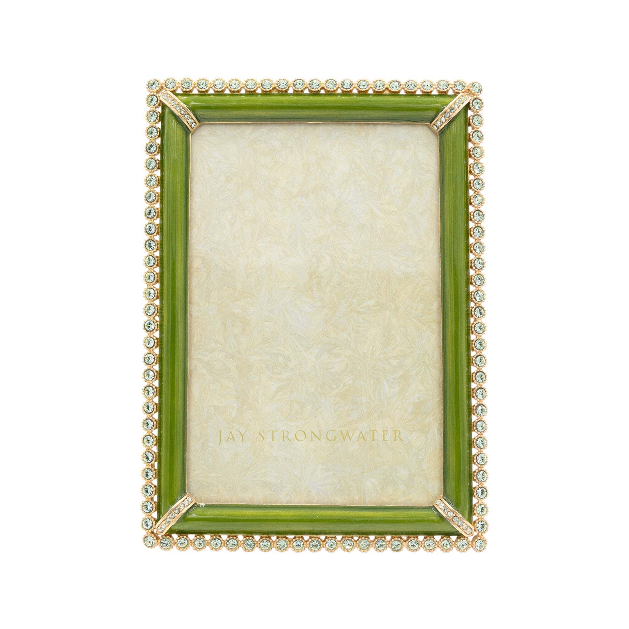 Jay Strongwater Lorraine Stone Edge 4" X 6" Frame - Leaf Green