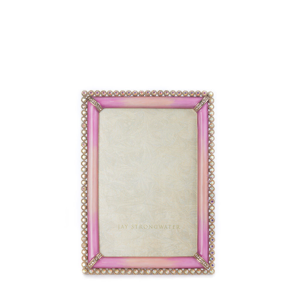 Jay Strongwater Lorraine Stone Edge 4" X 6" Frame - Rose