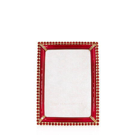 Jay Strongwater Lorraine Stone Edge 4" X 6" Frame - Ruby