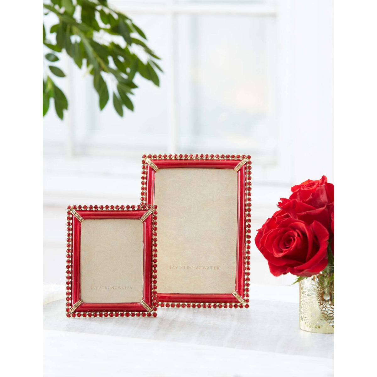 Jay Strongwater Lorraine Stone Edge 4" X 6" Frame - Ruby, alternate view