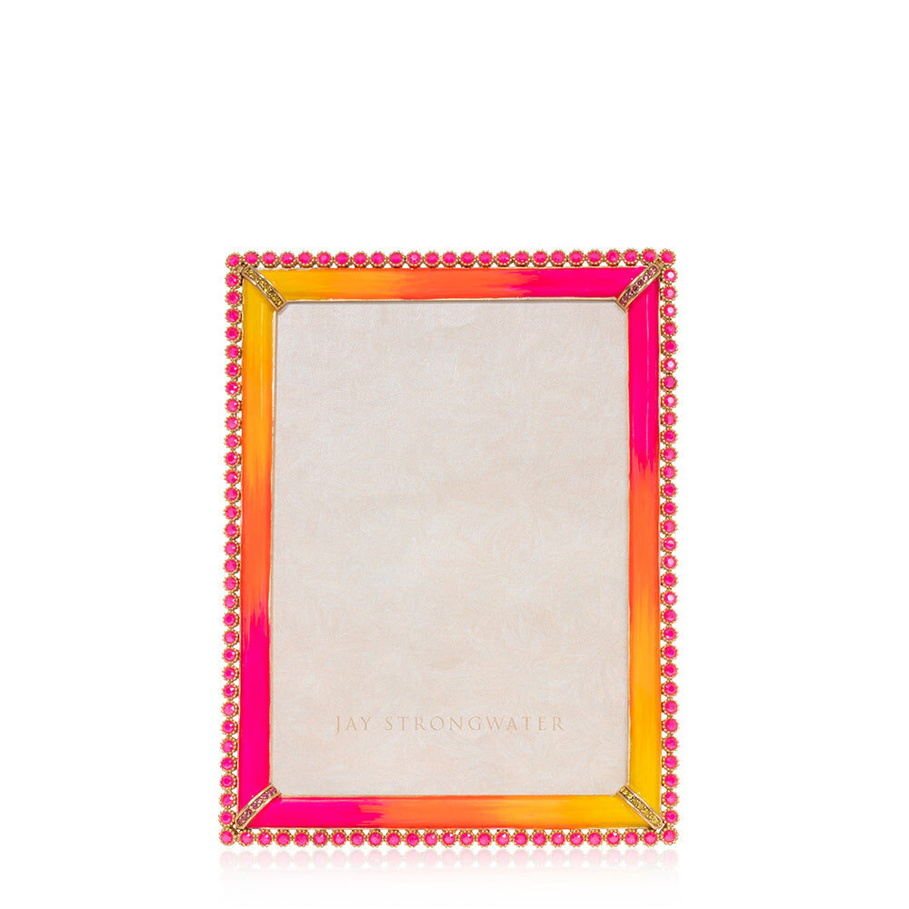 Jay Strongwater Lucas Stone Edge 5" X 7" Frame - Electric Pink