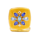 Jay Strongwater Luella 2” Square Jeweled Compact – Delft Garden Handheld Mirror, alternate view